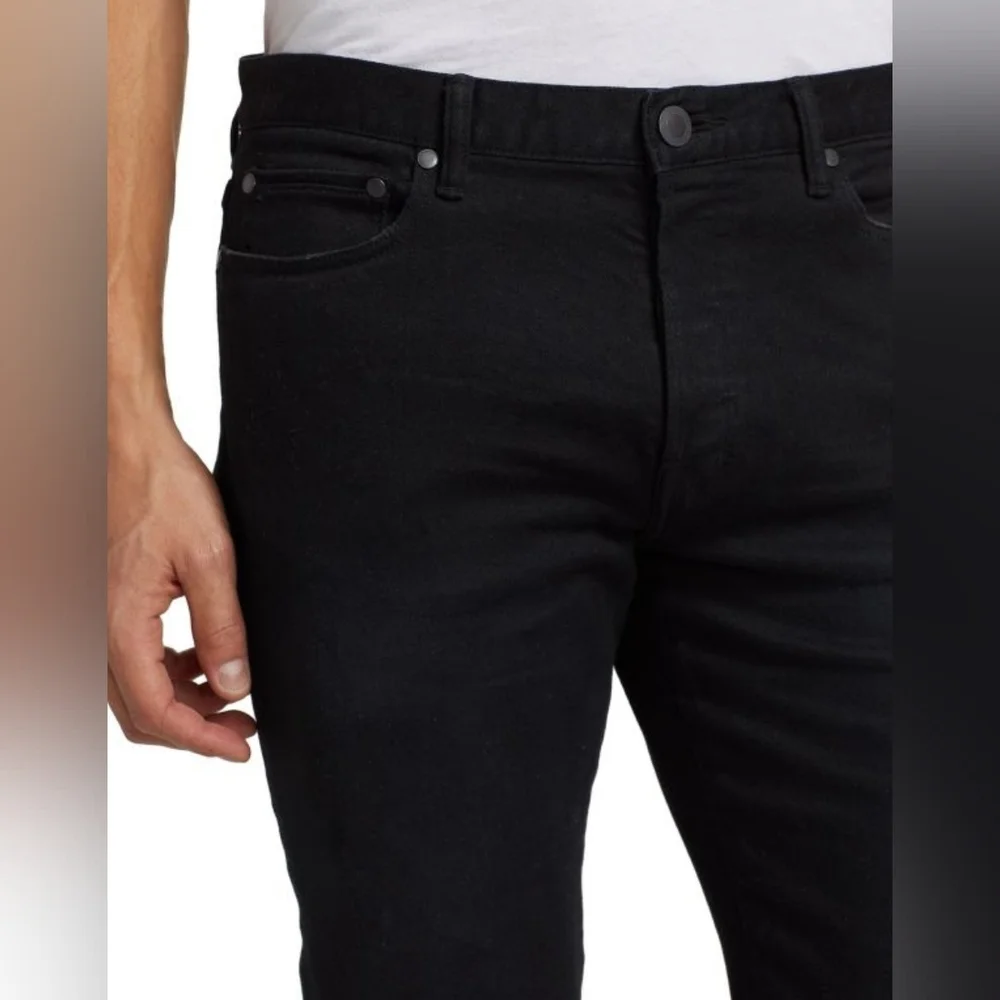 New John Elliott Jeans Men 28Wx33inseam Slim Fit Black 3-D selvedge Denim Japan